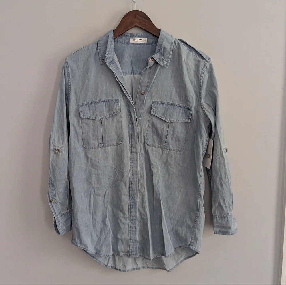 NEW Women's Equipment XS Major Sky Blue Button Down - Picture 2 of 6